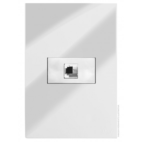 Conjunto RJ11 - Telefone 2 Fios 4x2 - RECTA Espelhada Gloss (Módulo Prata)